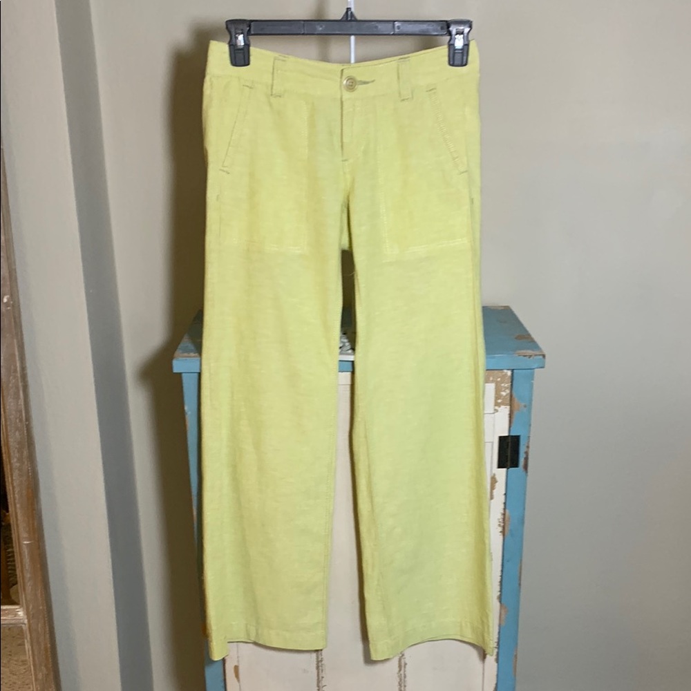 Pilcro and the Letterpress Yellow Linen Pants. Size 2